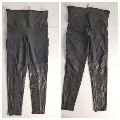 SPANX Liquid Faux Leather Legging Size 1X Shiny Leatherette MOTO 20136P-BLACK